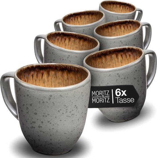 Organic koffiekopjes, set van 6, amber