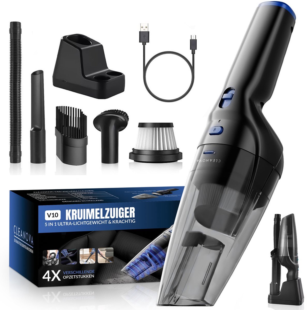 Cleanova V10 kruimeldief inclusief 4 opzetstukken en - Cleanova® - €29,95