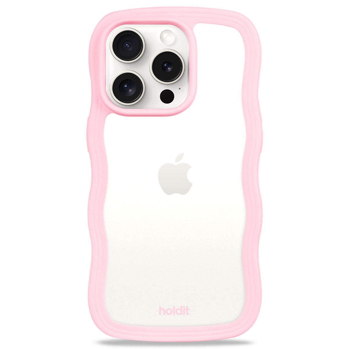 Holdit Wavy Case geschikt voor Apple iPhone 14 Pro - Transparent / Pink