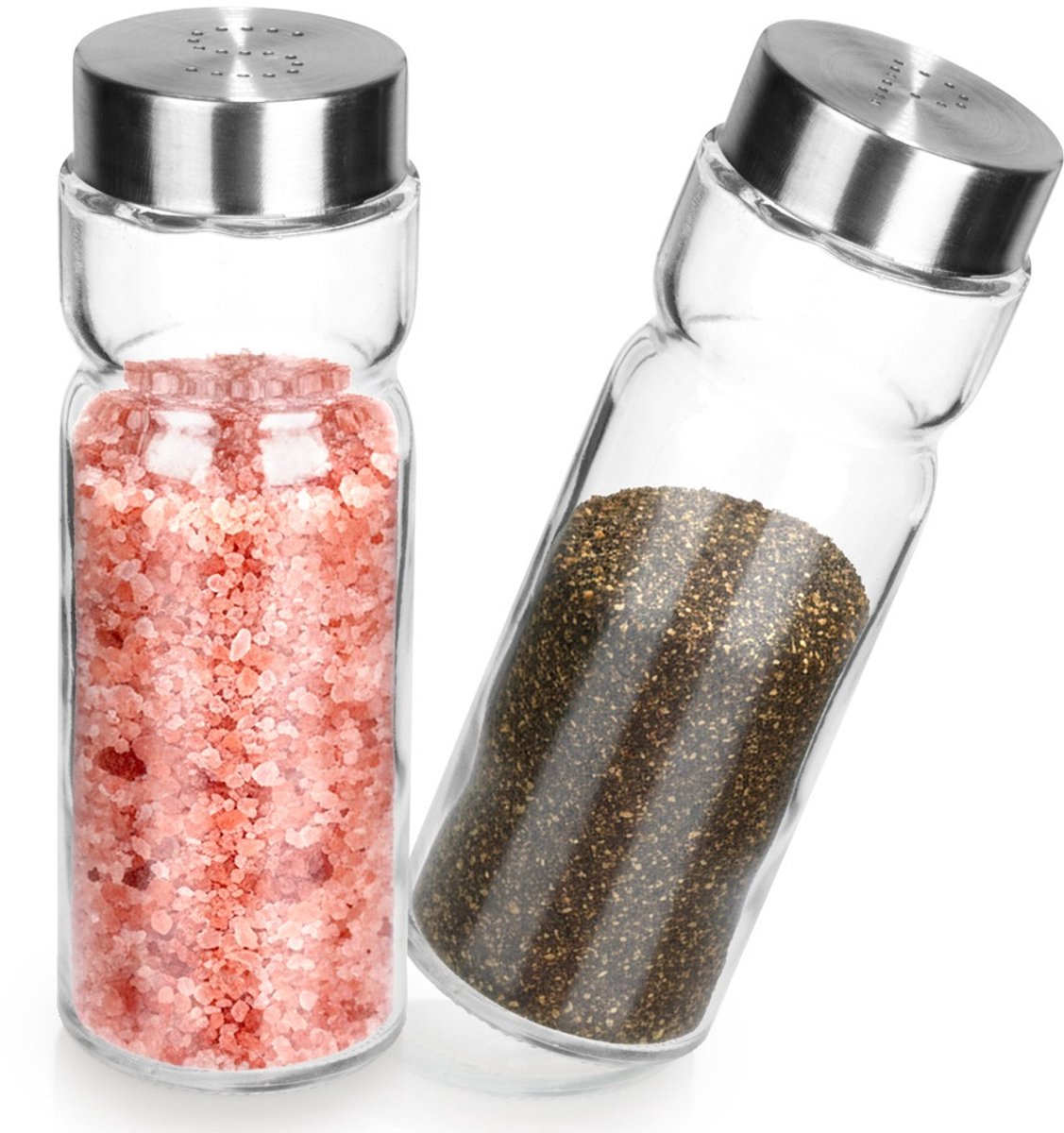 Peper en Zout Vaatje Glas 170 ml 2 stuks - Stooier - Stel - Zoutvaatje - Pepervaatje - Peperstel en Zoutstel Set - Kruidenpotjes