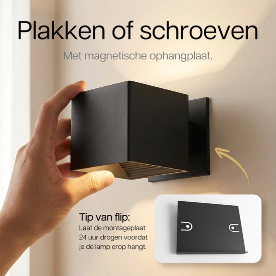 Applique murale rechargeable Luminize avec télécommande - Intensité variable - Sans fil - Applique murale rechargeable alimentée par batterie - Lumière chaude - Zwart