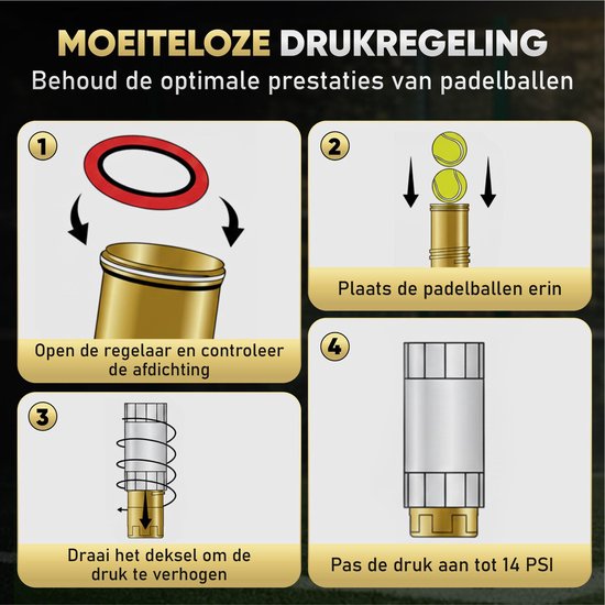 Tennisballen, box, tennisballen, drukregelaar, kan de druk behouden, repareren van opslagopslag, kan sportaccessoires bevatten
