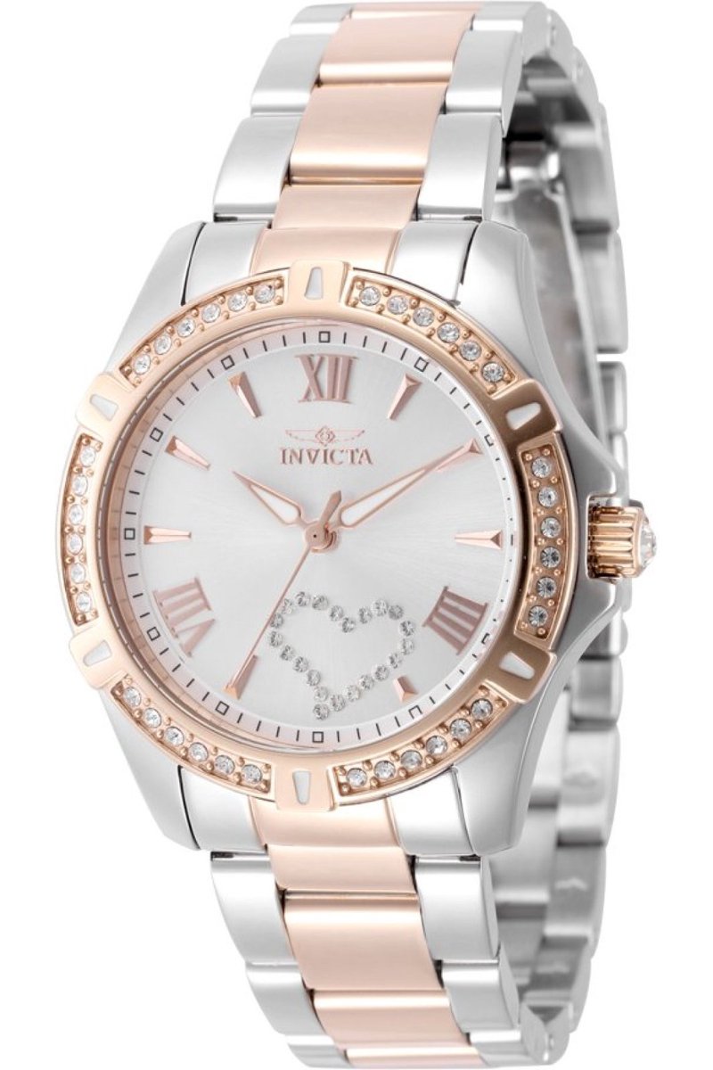 Invicta Angel 49893 Dames Horloge - Waterdicht - Analoog - Quartz Uurwerk - Roestvrij Staal met zilveren Wijzerplaat - 34mm