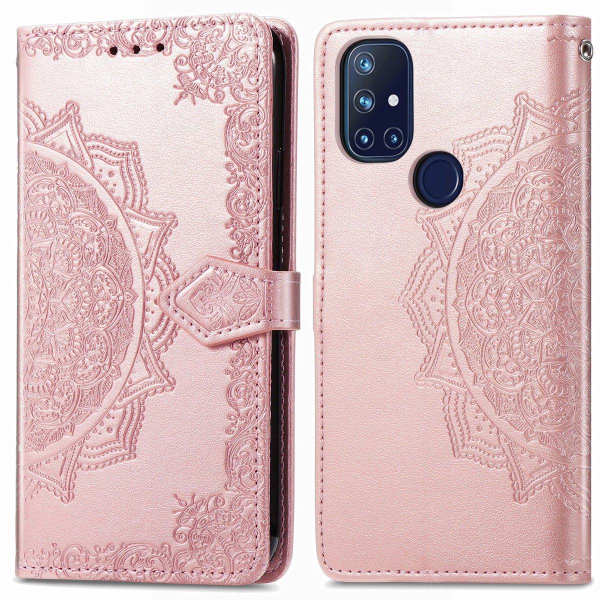 imoshion Hoesje - Geschikt voor OnePlus Nord N10 5G - Mandala Bookcase - Rosé Goud