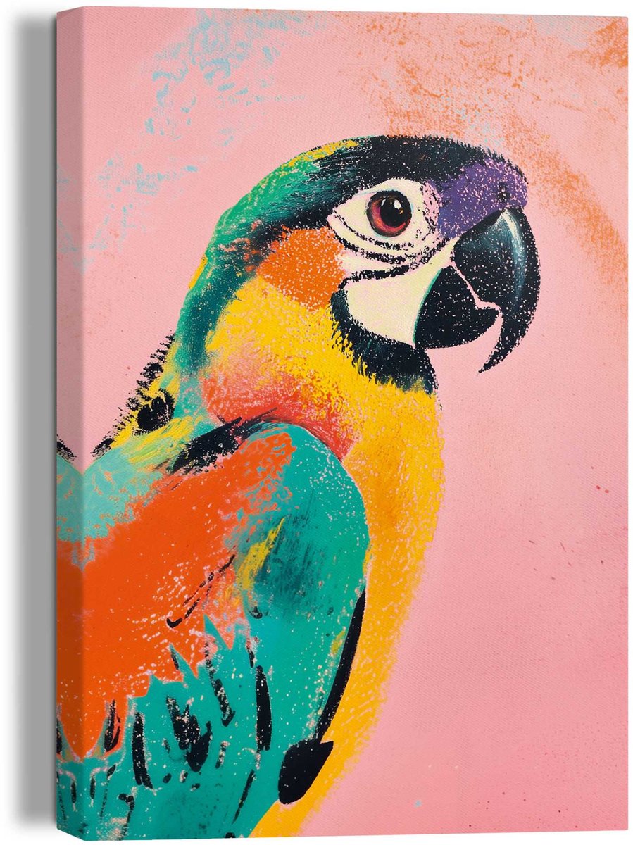 Schilderij Coloured Parrot - 30 x 20 - Canvas - REINDERS