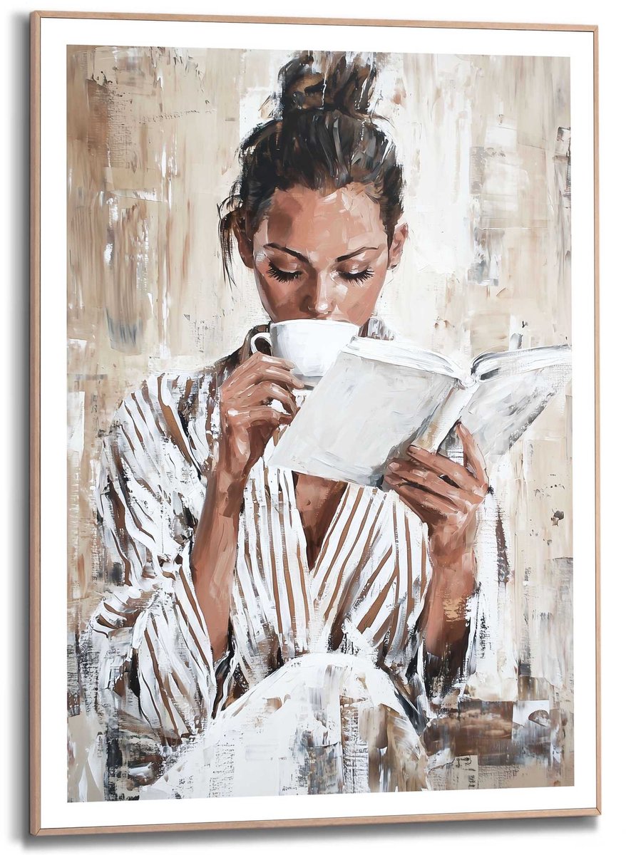 Schilderij Morning Reading - 70 x 50 - Hout - REINDERS