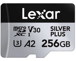 Lexar microSDXC Silver Plus UHS-I 256GB - Lezen 205MB/s, Schrijven 150MB/s - V30