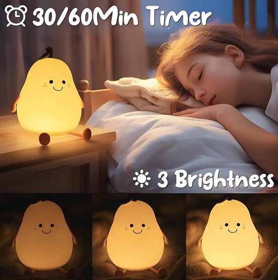 Schattig LED Nachtlicht voor Kinderen - Silicone Slaaplamp met 7 Kleuren en Dimbare Warm Witte Verlichting — afbeelding 3