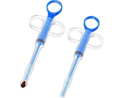 2 stuks Pilgeefhulpmiddel voor Dieren - Tabletten Injector voor Kittens en Puppies - Handige Medicijntool met Duwmechanisme - Anti-Bijt Veilig Ontwerp (Blauw)