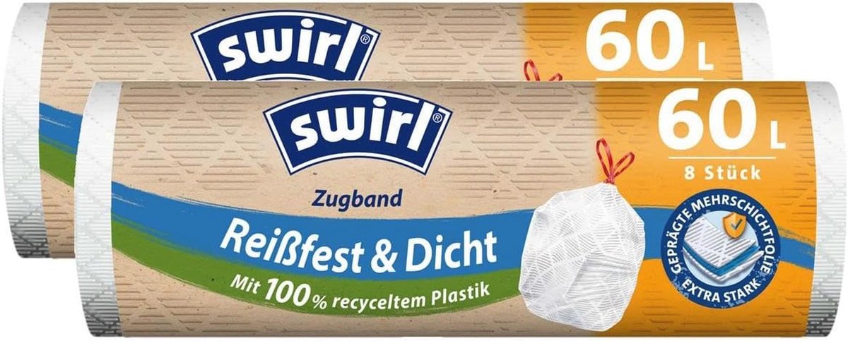 Trekkoord vuilniszakken 60L - 10 stuks/rol, scheurvast en stevig