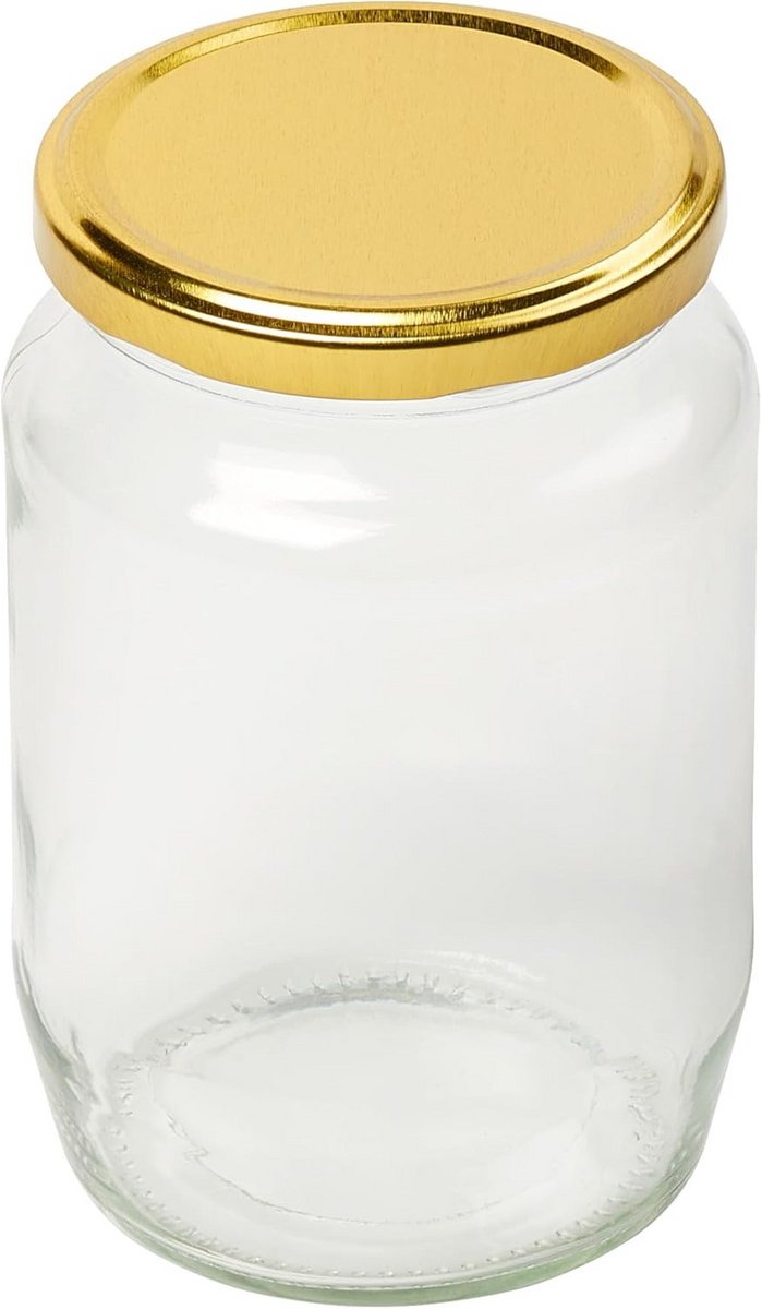 Ronde beitsen pot 900 g met gouden schroefdeksel