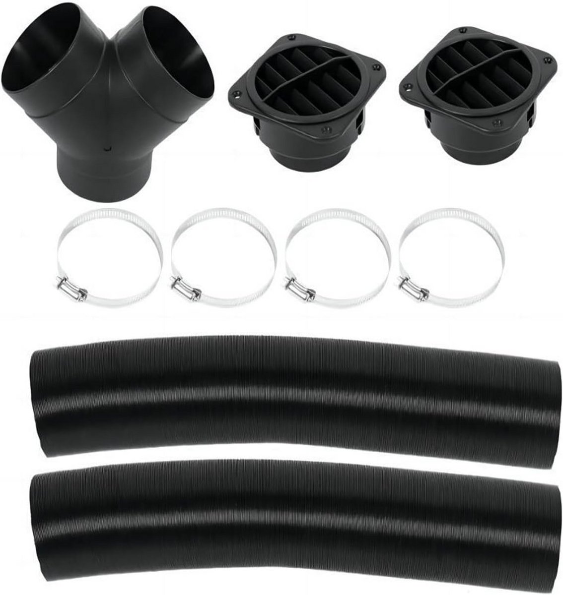 Autoverwarming set met 75 mm buiskanaal en clipset voor staande verwarming