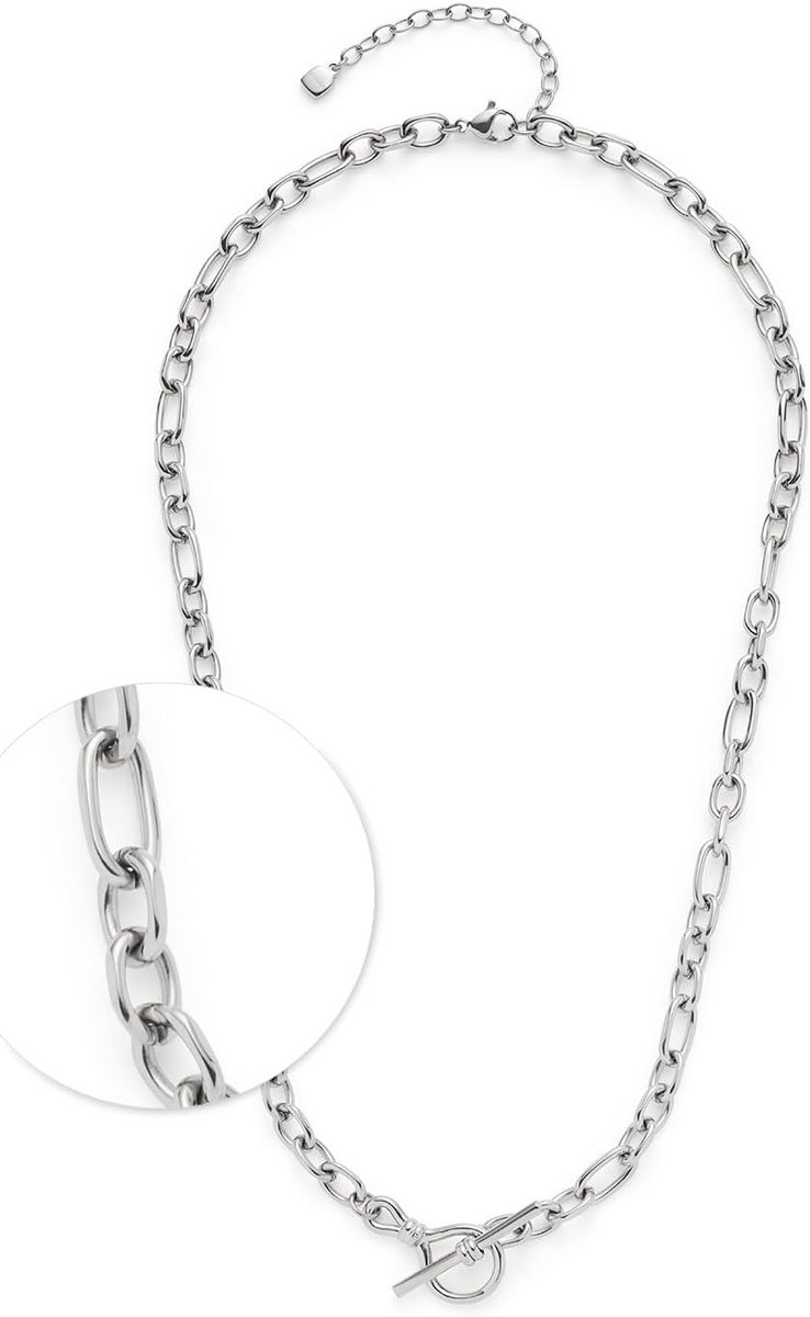 Korte Ankerketting Dames Roestvrij Staal Zilverkleurig Verstelbaar 45-50 cm | Statement Sieraad