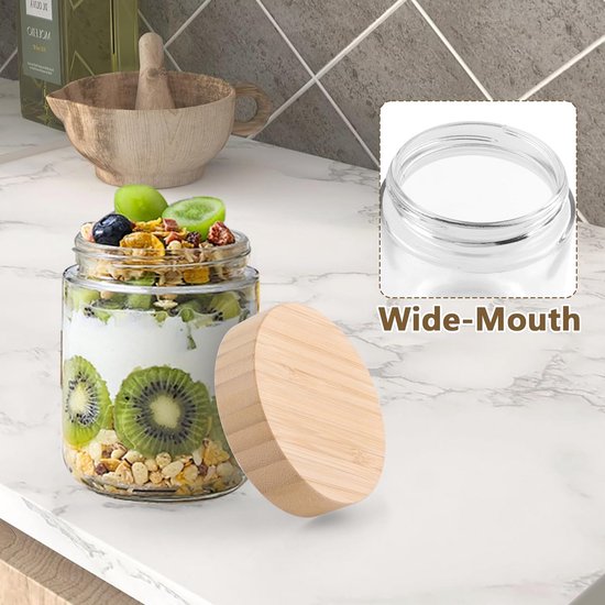 Meal Prep Glazen Set van 6 - 500ml Glas Joghurt Glazen voor Snacks, Gewürze en Cerealien — afbeelding 3