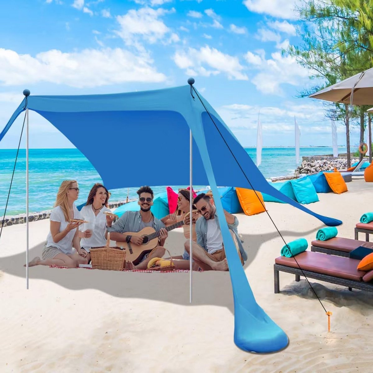 Strandtent Zonnedak - Strandkoepel Campeer - Bescherming tegen de zon - UPF 50+ Lycra stof