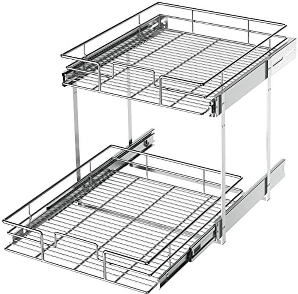 2 Laags Keukenkast Organizer met Uittrekbare Planken voor Efficiënte Opslag