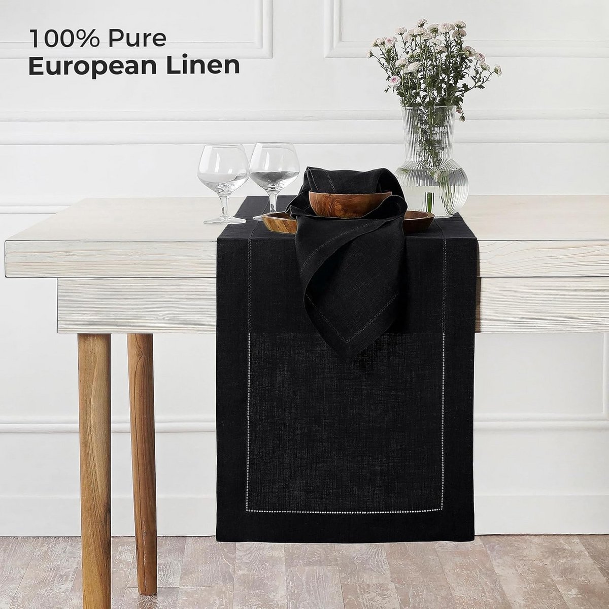Linnen Tafelrunner met Hemstitch voor Binnen en Buiten - Wasbaar