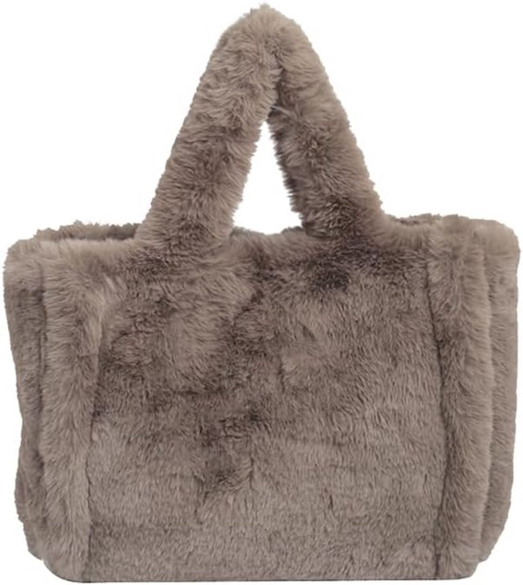 Dames Grote Pluche Tote Bag - Fluffy Top Handvat Tas voor Herfst en Winter