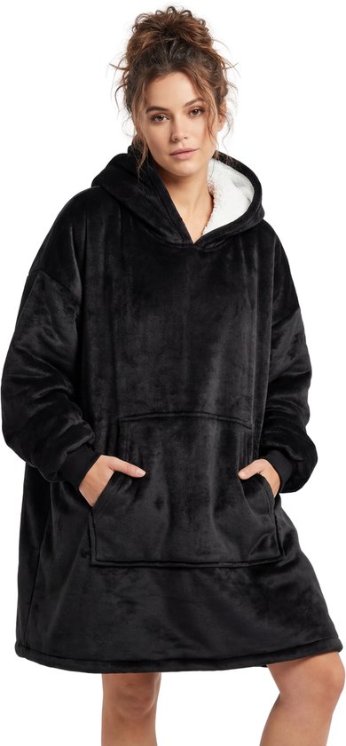 JAXY Hoodie Deken - Snuggle Hoodie - Fleece Deken Met Mouwen - Hoodie Blanket - Zwart