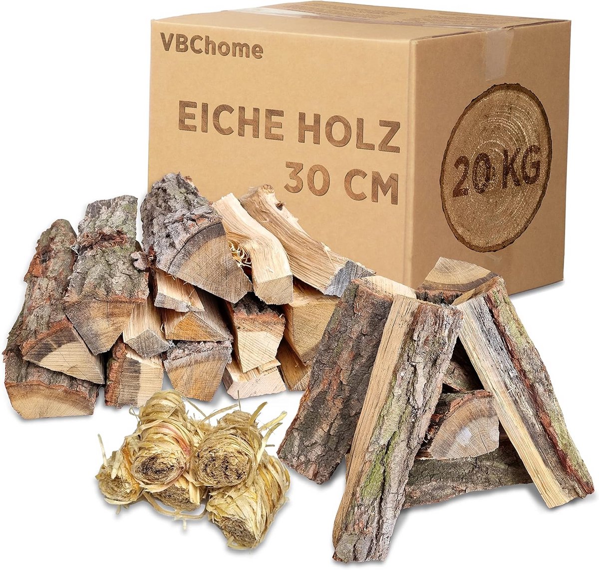 Gedroogd Eiken Houtblokken 20 kg - Perfect voor Haard, Oven en Kampvuur