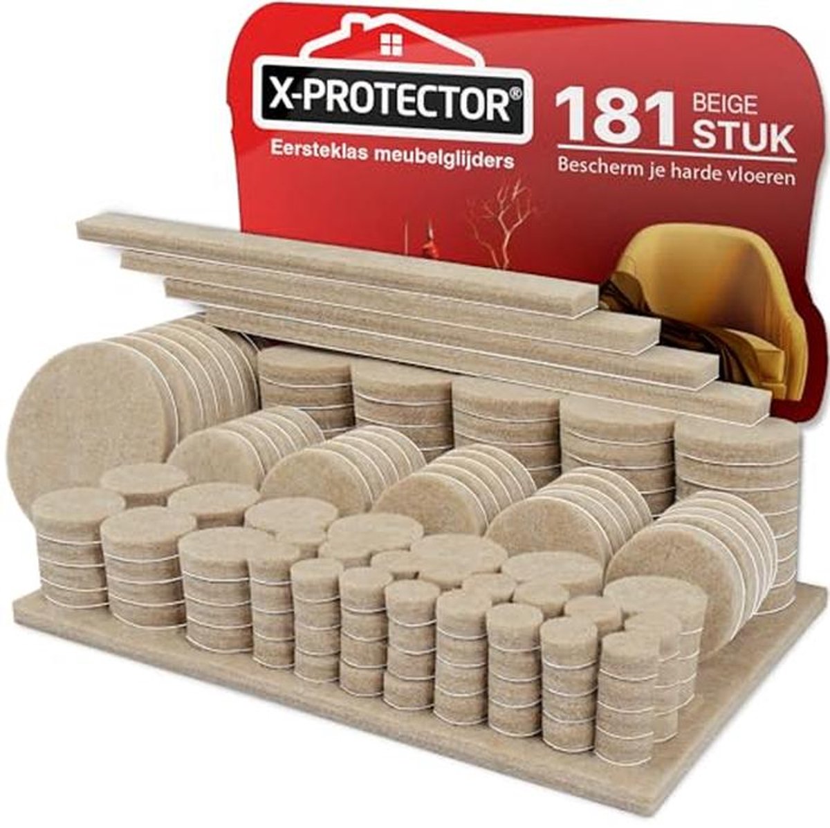 Vilt meubelpads - 181 stuks premium vloerbeschermers voor meubels - Ultra grote verpakking met diverse maten