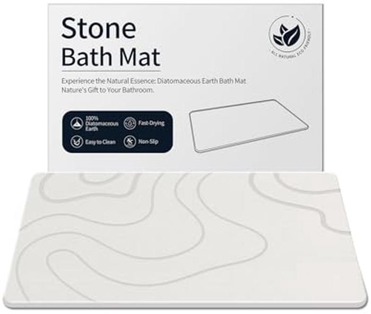 Super absorberende badmat voor badkamer - Sneldrogende en antislip douchemat van diatomeeënaarde (61 x 40 cm)