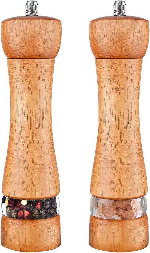 Binhai houten pepermolen set zout- en pepermaler kit, handmatige molen, stevig met sterke verstelbare keramische maalbladen, 2 stuks, 20,3 cm Binhai houten pepermolen set zout- en pepermaler kit, handmatige molen, stevig met sterke verstelbare keramische maalbladen, 2 stuks, 20,3 cm