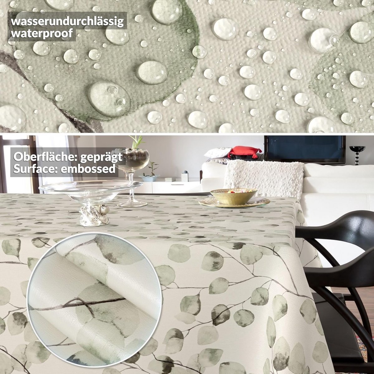 Wasbare Tafelkleed Olieverf Eucalyptus 90x130 cm - Waterafstotend en Afwasbaar
