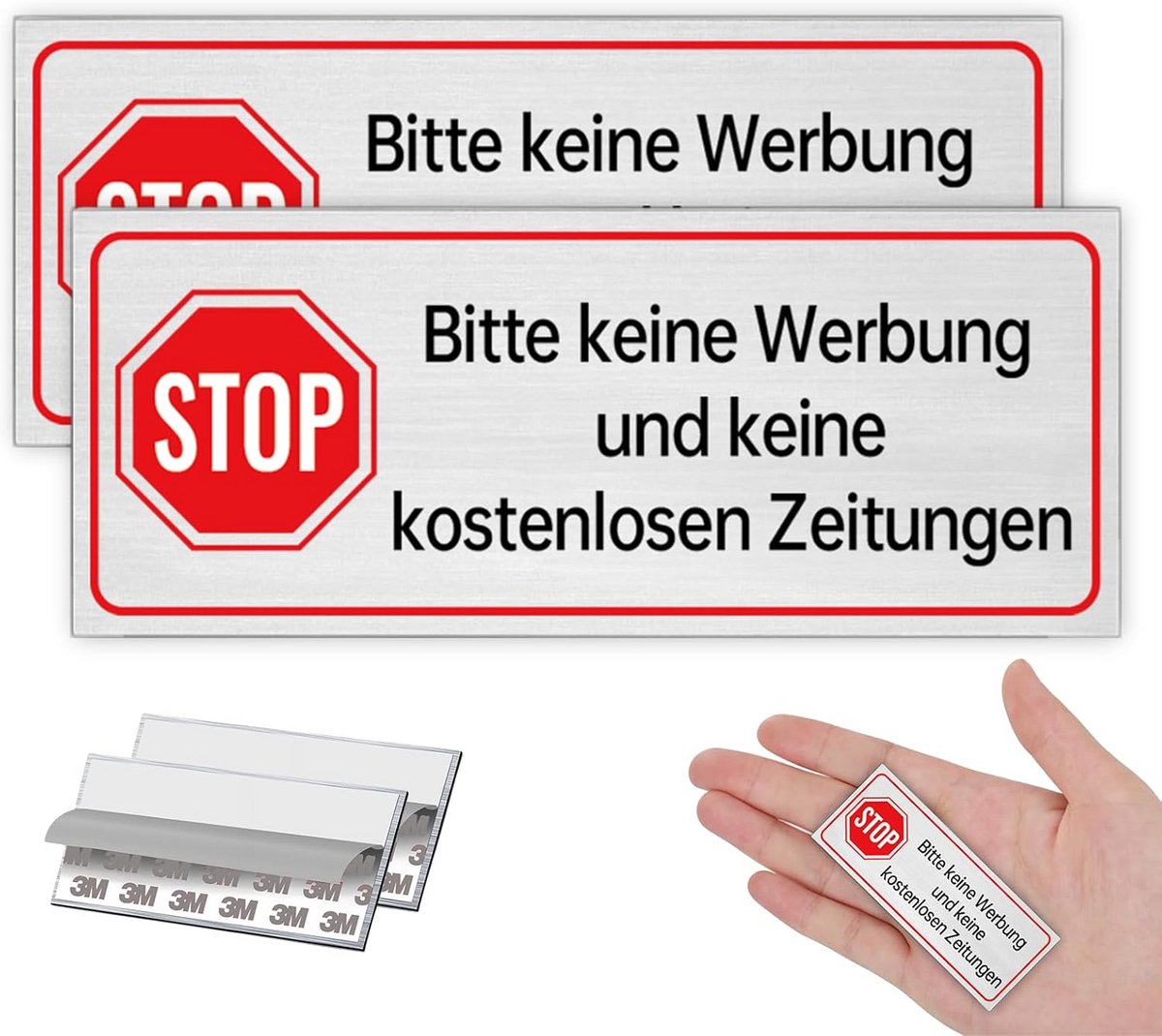 Geen Reclamestickers voor Brievenbus - 2 Stuks, Zelfklevend, Aluminium