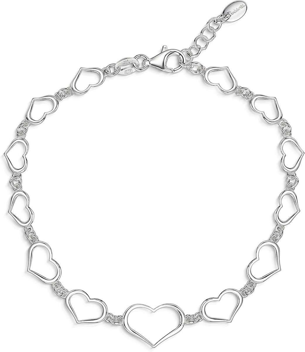 Echt 925 Sterling Zilveren Armband Rolo Schakelketting met Bedels Verstelbaar
