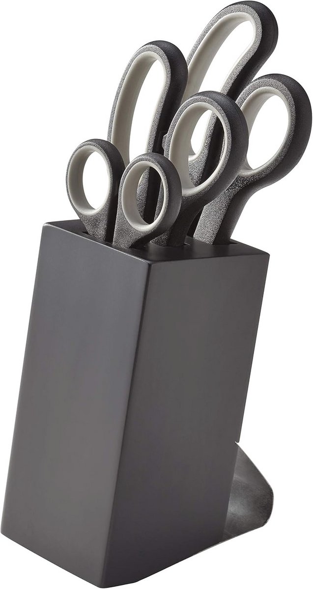 Set van 3 scharen met schaarblok - Ergonomische handgrepen, roestvrijstalen messen, vaatwasmachinebestendig