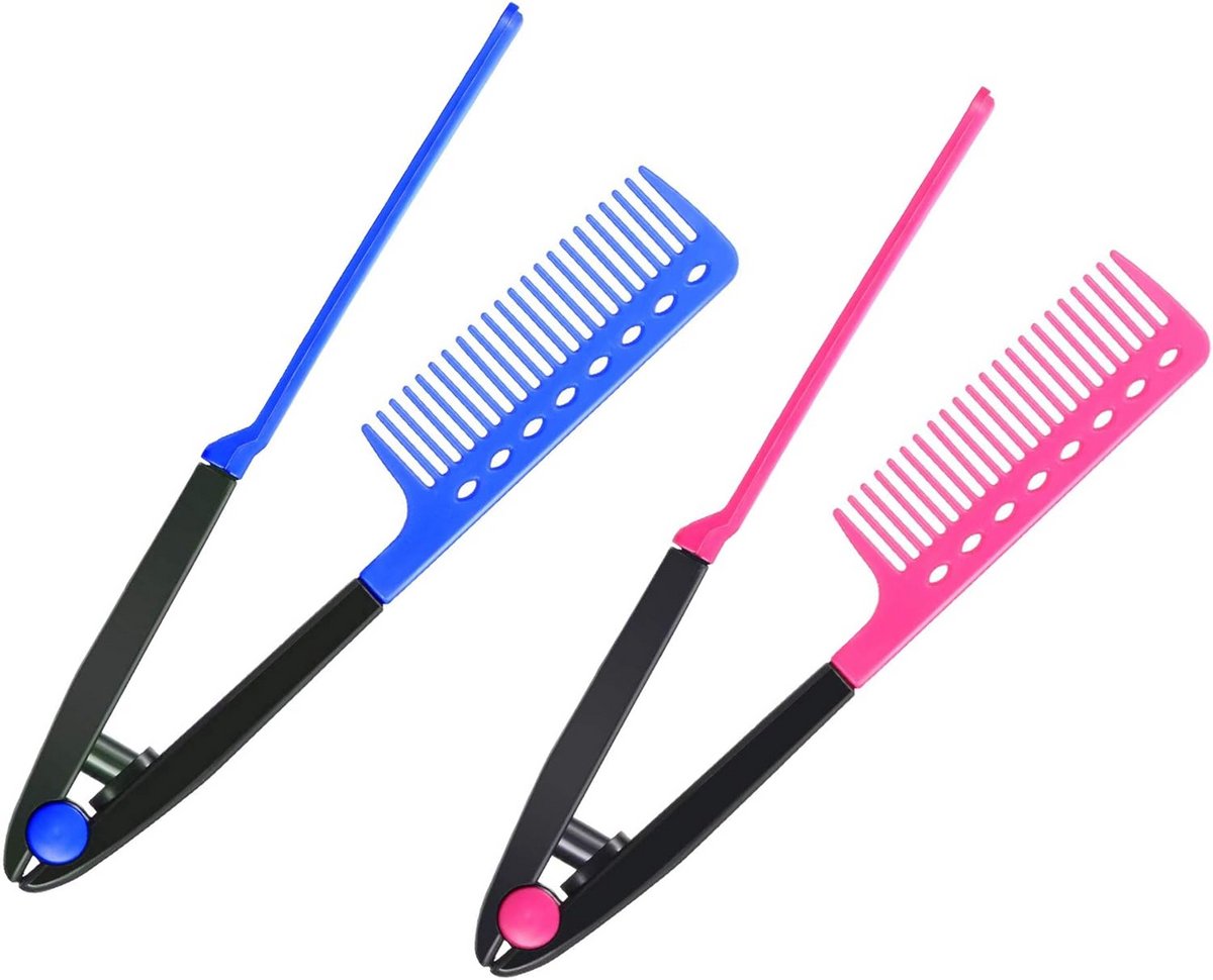 2 Pcs V-Vormige Rechte Kam Stijltang voor Stijlvol Haar