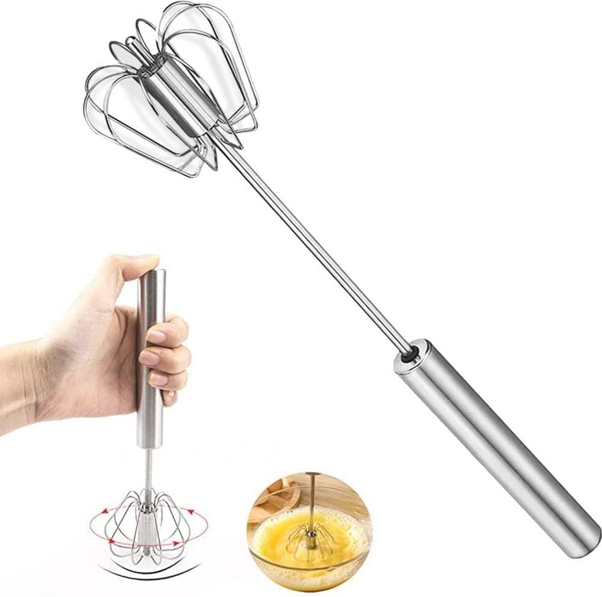 Semi-automatische RVS Eiergarde - Handmatige Blender voor Bakken en Kloppen