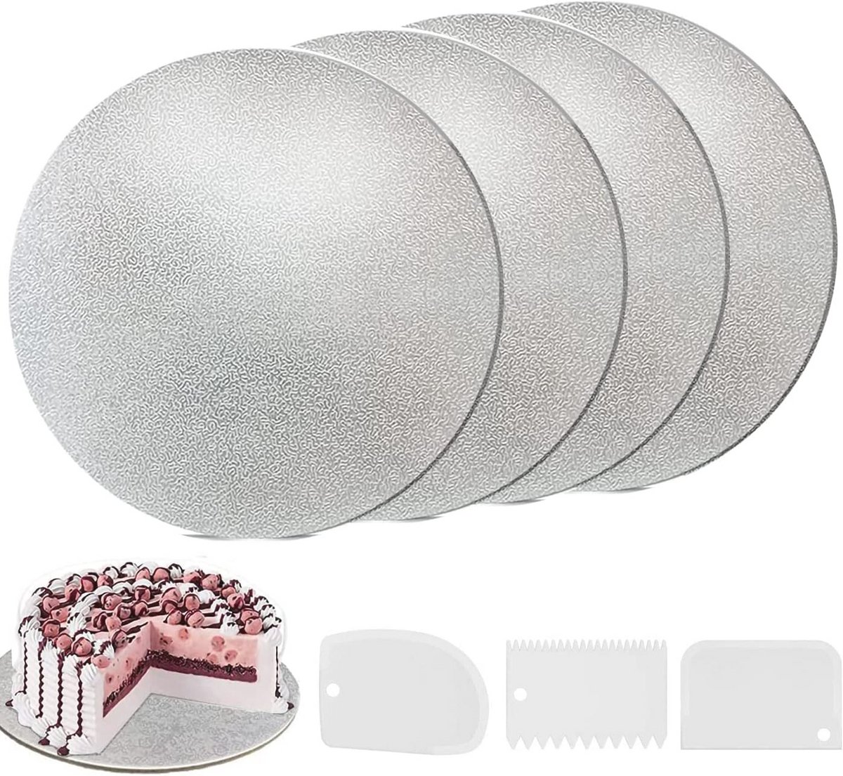 Ronde Taartstandaard van Karton - Set van 4 Taartborden 30 cm