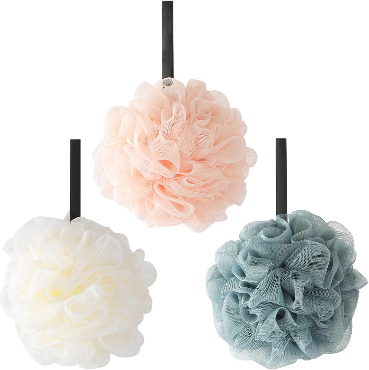 Exfoliërende Douchebladerdeeg Loofah 3-pack - Zachte Badspons voor Lichaamsscrub