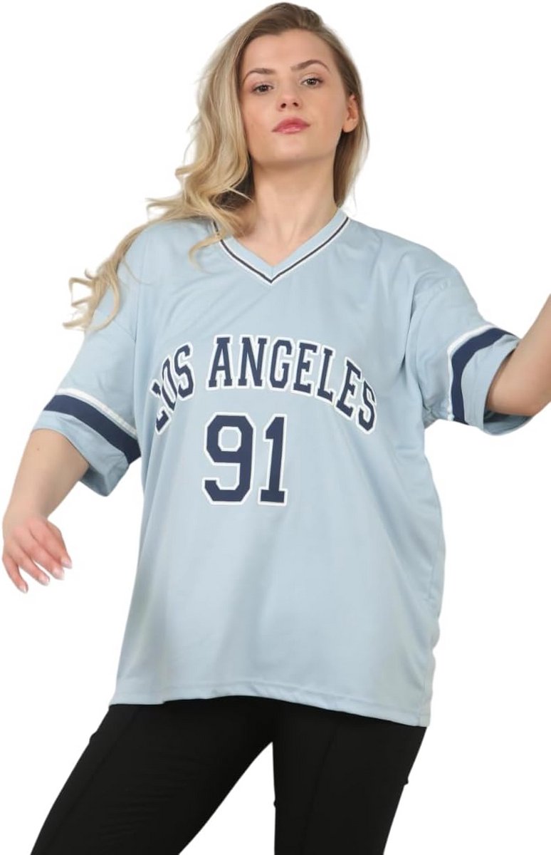Oversized Varsity Football T-Shirt Dames XL Sport Jersey Los Angeles Stijl Shirt