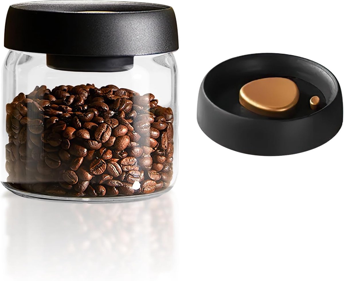 longziming -500 ml Luchtdicht Voorraadglas – Glasbewaarpot voor Koffie, Thee, Snoep, Kruiden & Koekjes – Inclusief ABS Deksel – Duurzaam Keukenglas voor Huishoudelijk Gebruik