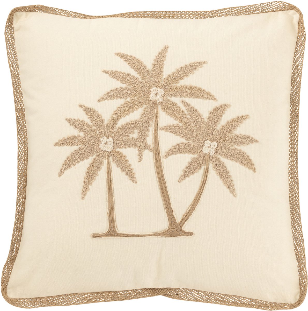 J-Line kussen Vierkant Palmbomen - katoen - creme/beige