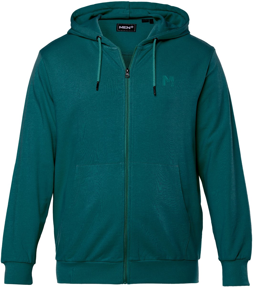 Men Plus - Heren - Trainingsjasje met capuchon basic - Dennengroen - Maat 7XL