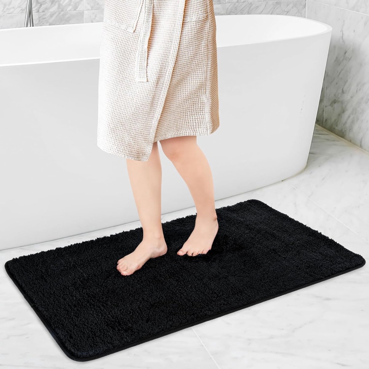 Stunq® Binnenhuis Luxe Vochtabsorberende Antislip Badmat voor Badkamer en Woonkamer 80 x 150 cm Zwart