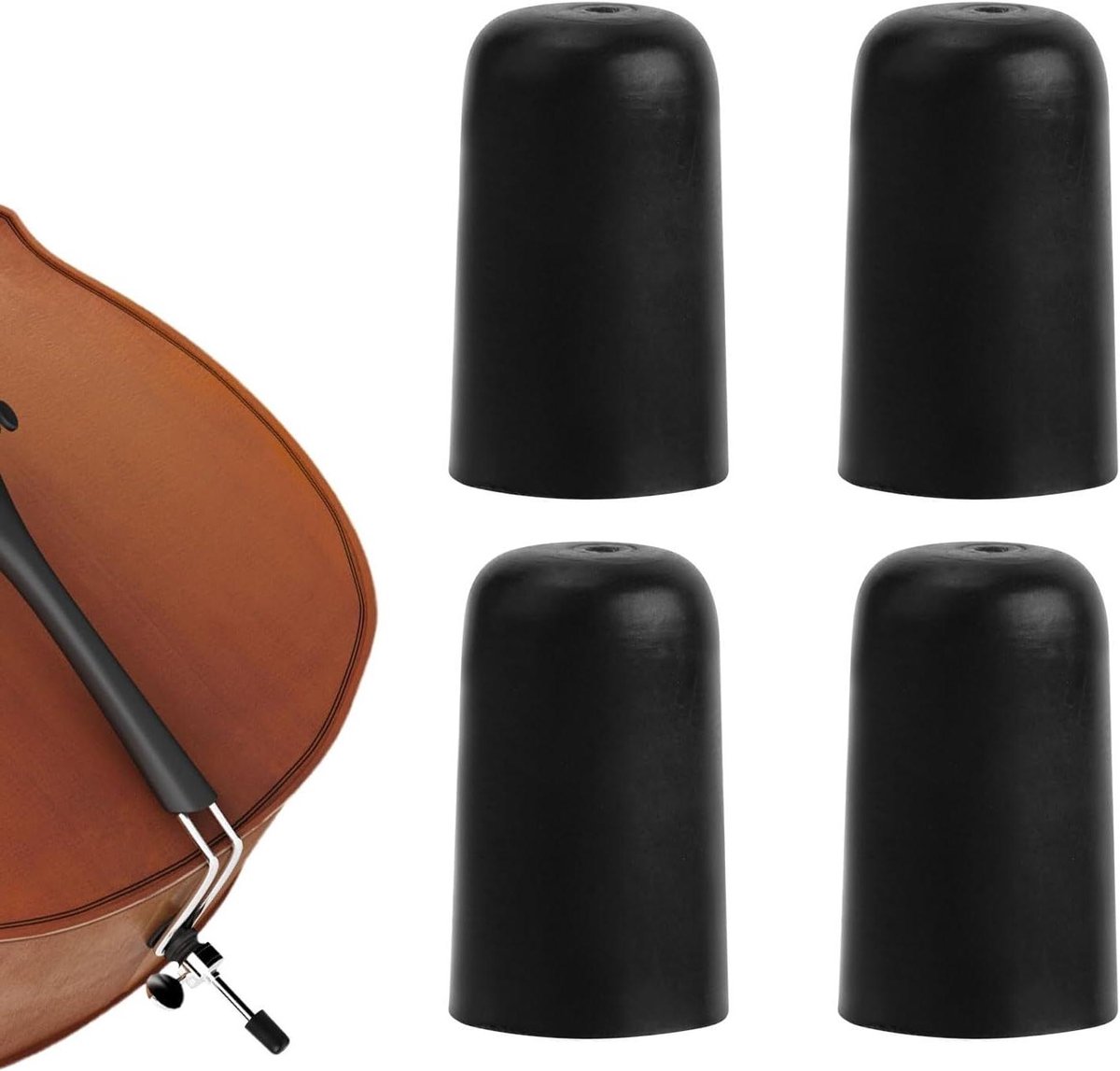 Cello Eindpin Rubberen Tip - Zwarte Stopper voor Cello - Slipstop - Oefenoptredens - Set van 4