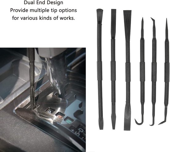 Dual End Pry Hook Set - 6 stuks - Niet-Marring Pick en Pry Bar - ABS Intoner PryT Hook Tool Kit met Lange Slanke Buikspiegel - Toegang Tot Lastig Bereikbare Plekken. van dual — afbeelding 2