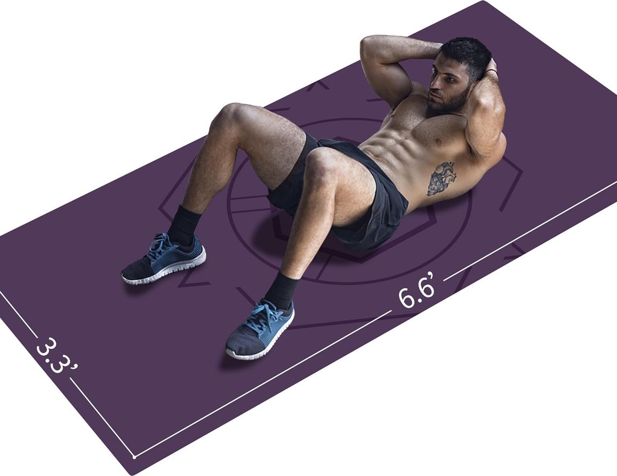Stunq® Yogamat Extra maat TPE Oefenmat voor heren Antislipmat voor training, fitness, gym, pilates, sit-ups, stretchen met draagtas voor riem (200 cm x 100 cm x 6 mm)