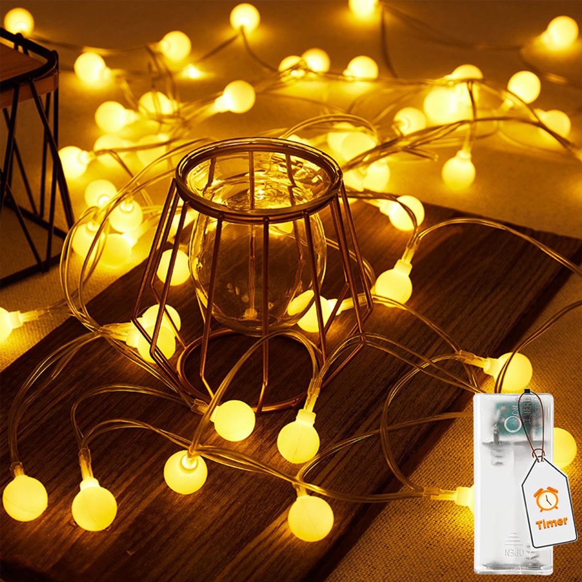 Ronde LED-batterij met timer