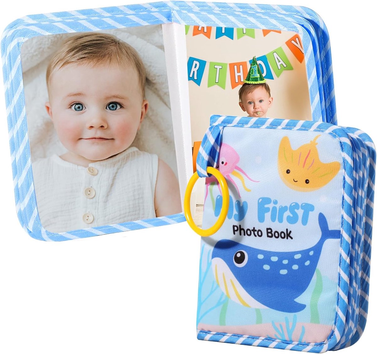 Familiefotoalbum, geschikt voor jongens en meisjes, perfect voor baby's, peuters en familiefoto's - het ideale cadeau voor een babyshower of een fotoshoot met een pasgeboren baby (haai).