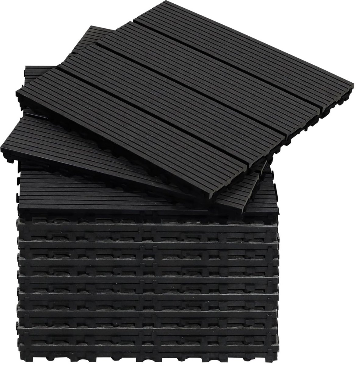 WPC Terras Tegels 30x30cm Kliksysteem Waterdicht Antislip voor Balkon en Tuin