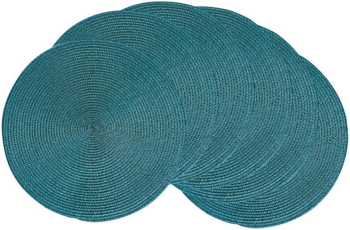 Set van 6 Ronde Gevlochten Placemats voor Eettafels - Hittebestendig en Wasbaar