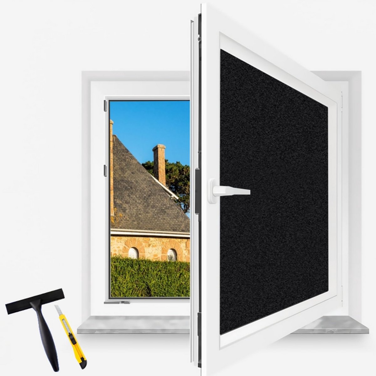 Zwart Verduisterend Raamfolie 60x200 cm - Privacy & Zonwering