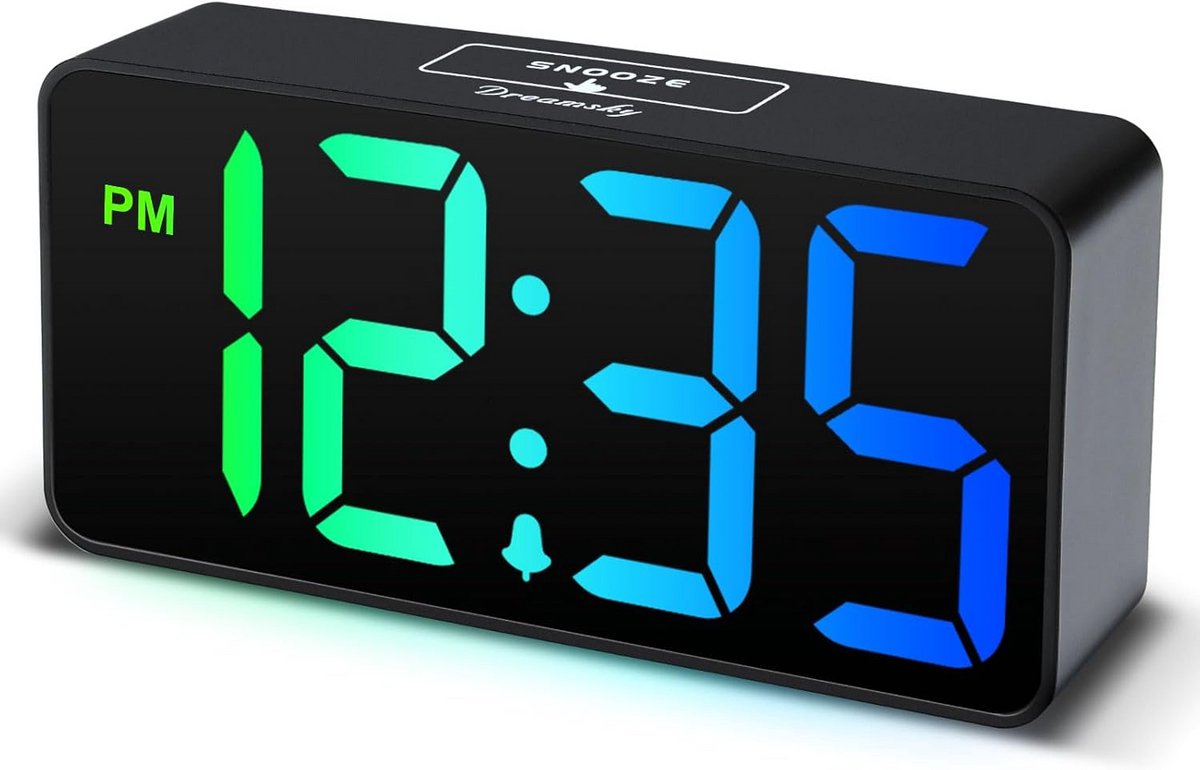 Kleine digitale wekker met grote cijfers en dimmer voor slaapkamer en kinderen