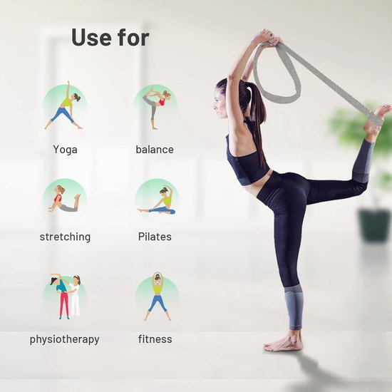 Katoenen Yogariem voor Yoga en Fitness - Praktische Accessoire voor Beginners en Gevorderden - Diverse Kleuren, Lengte 180/250 cm — afbeelding 4